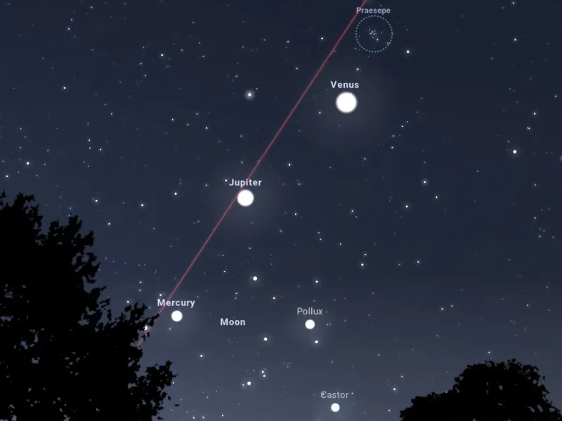Desfile planetario de Mercurio, Venus, Júpiter y la Luna: un espectáculo visible desde Chile