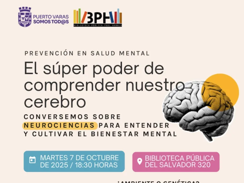 En Biblioteca Municipal Paul Harris se realizará charla sobre neurociencia para cultivar el bienestar mental