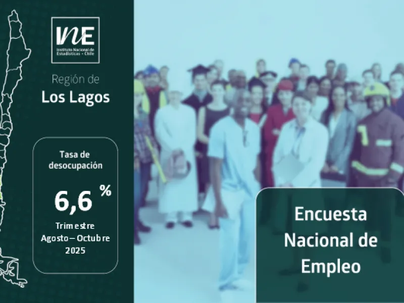La tasa de desocupación en la Región de Los Lagos fue 6,6% en el trimestre Agosto – Octubre de 2025