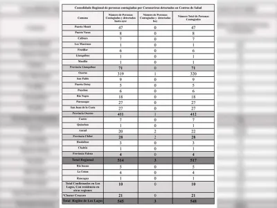 548 casos confirmados de Covid-19 en la Región de Los Lagos