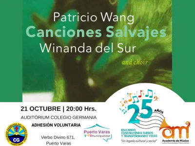 Academia Municipal de Música presenta Concierto “Canciones Salvajes” de Patricio Wang