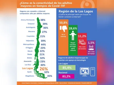 Conectividad en tiempos de cuarentena: Sólo un 26% de los hogares compuestos por adultos mayores de la Región de Los Lagos posee acceso a internet