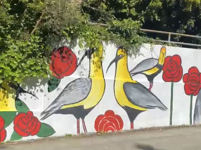 [VIDEO] En Puerto Varas se inauguró Mural de Berta Ayancán “Bandurrias y Rosas”