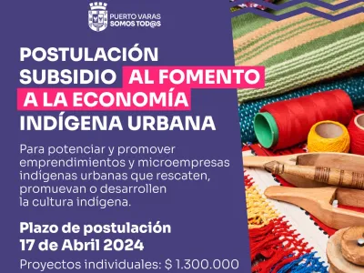Oficina Municipal de Pueblos Originarios invita a la comunidad a participar del Concurso Público Subsidio al Fomento a la economía Indígena Urbana