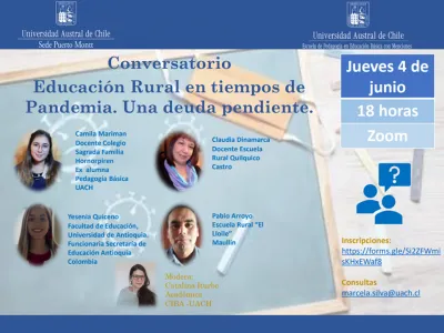 UACh: Escuela de Pedagogía Básica con Menciones invita a Conversatorio “Educación Rural en tiempos de Pandemia. Una deuda pendiente”